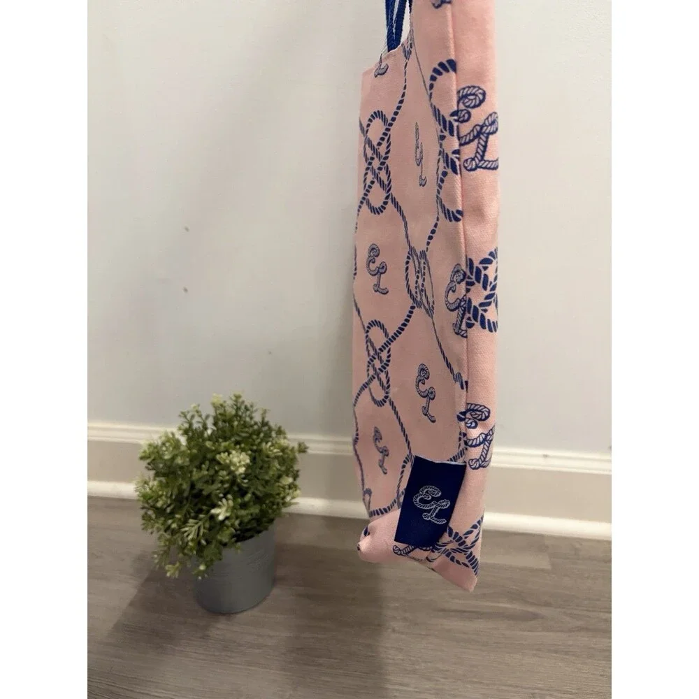 Estée Lauder Pink & Blue Nautical Rope Reusable Canvas Tote Bag